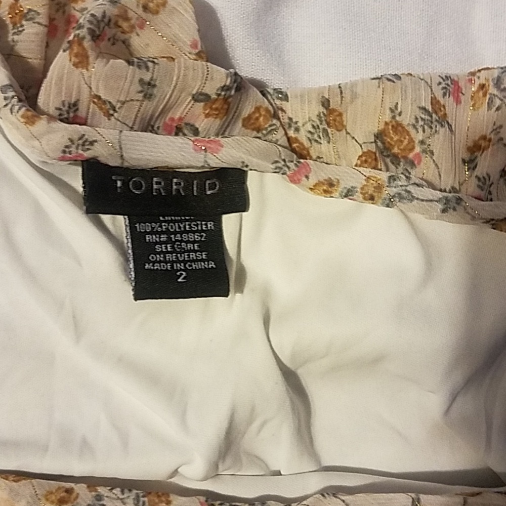 Torrid  Floral Chiffon Ruffled One Shoulder Top - Picture 4 of 5